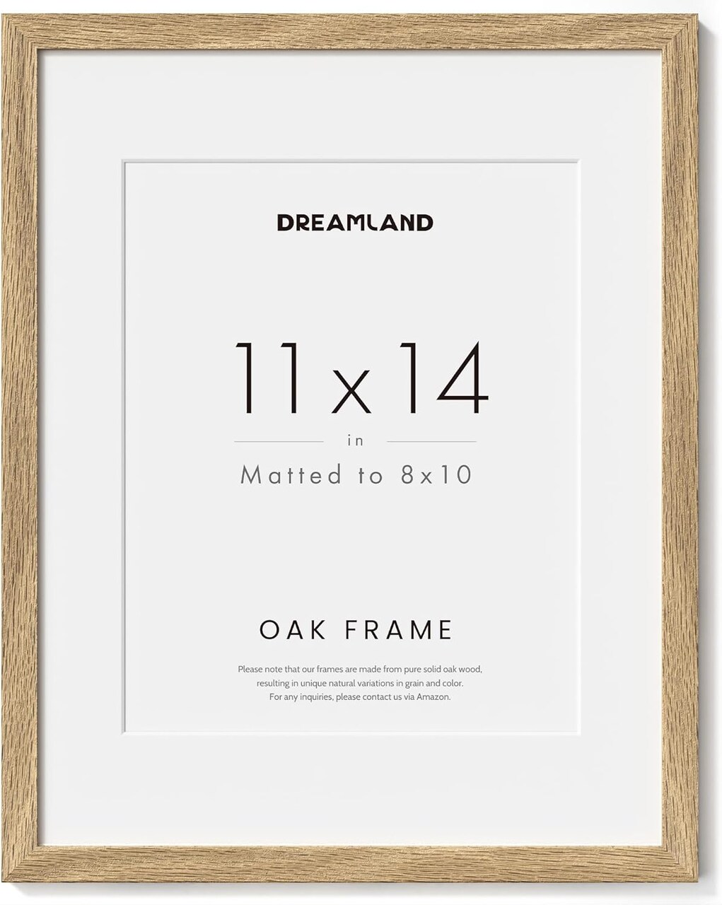 11x14 Picture Frame Solid Oak Natural Wood Frame Wood Picture Frames Mat for 8x10 for Wall & Tabletop Wall Hook Display,Natural Color 1P